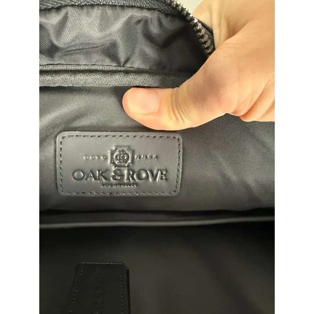 Oak & Rove Alto Briefcase Black Dual Compartment Strap Nylon Leather Trim